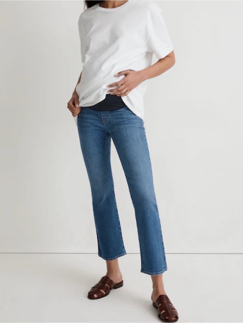 Madewell Maternity Over-the-Belly Kick Out Crop Jeans in Cherryville Wash Sz 26